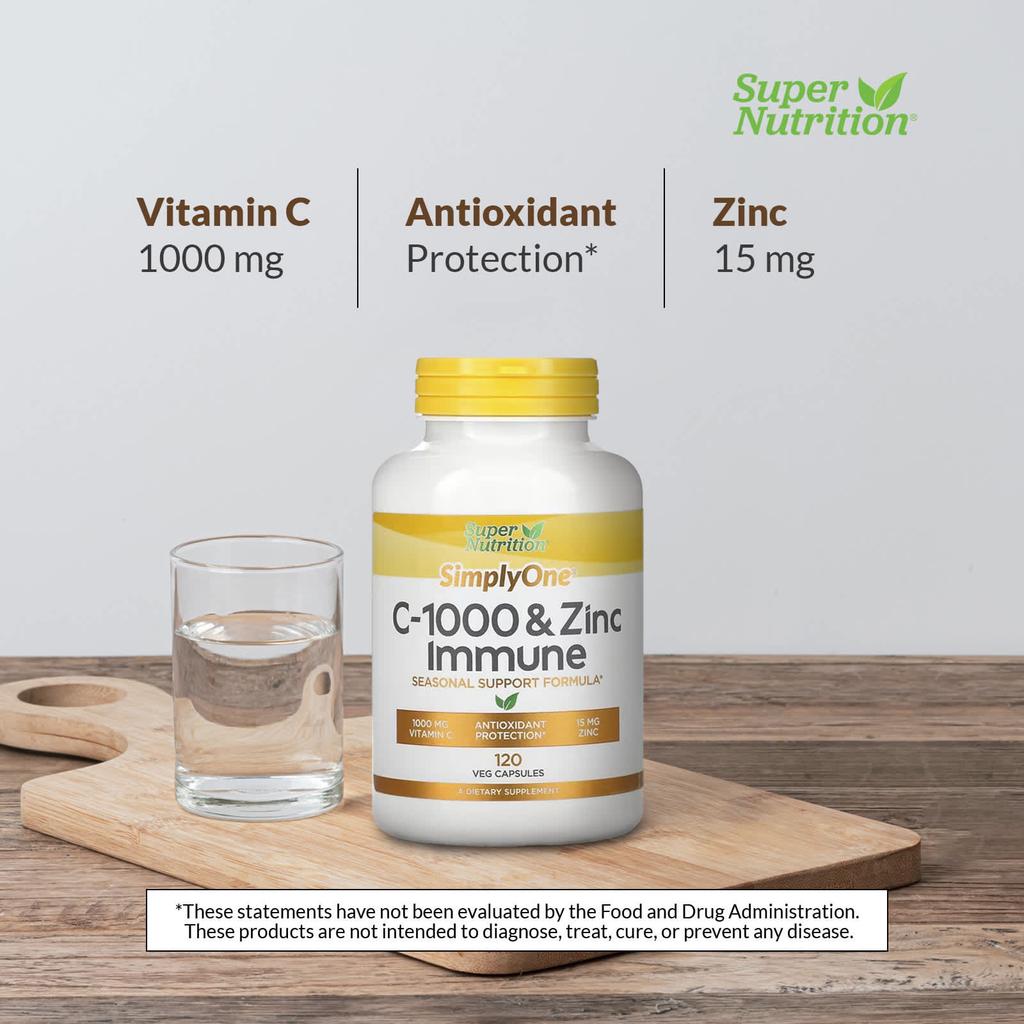 Super Nutrition, C-1000 & Zinc Immunity, 120 Veggie Capsules