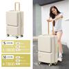 [GGQAAA] Lightweight Suitcase with Top-Opening Function, Beautiful Colors, Convenient Carry-On for Women (White, Small Size/1-3 Nights/37L)