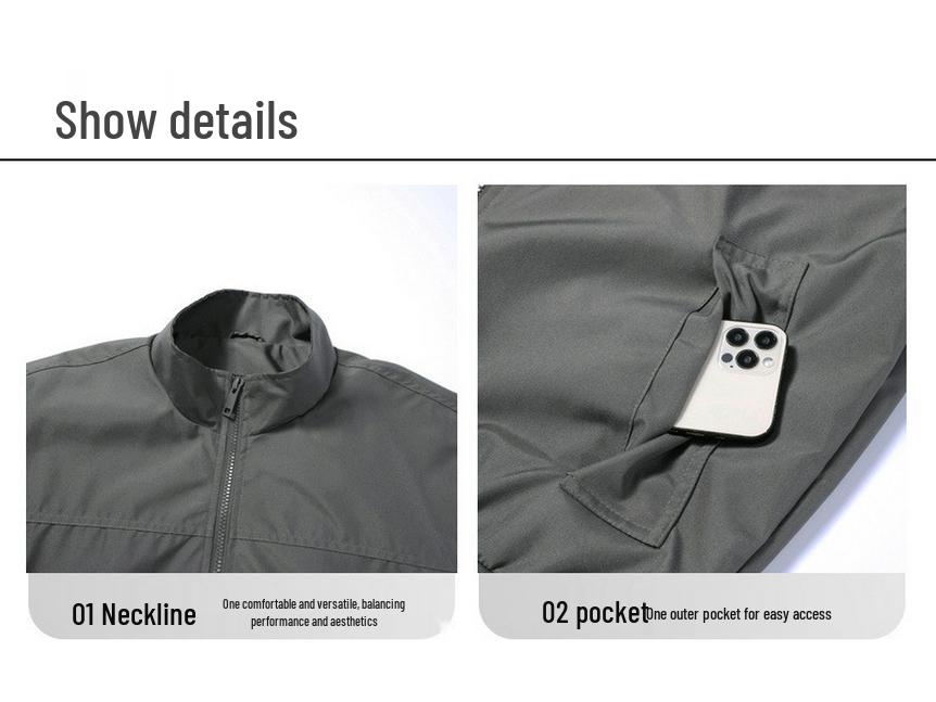 Męska modna kurtka bomberka o luźnym kroju ze stójką - casualowa jesienna odzież robocza w stylu baseballowym