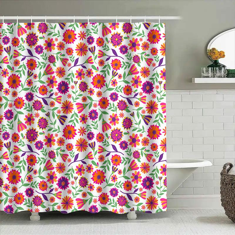 Floral Printed Shower Curtains Waterproof Bathroom Decor For Home Decoration Wall Art Modern Design