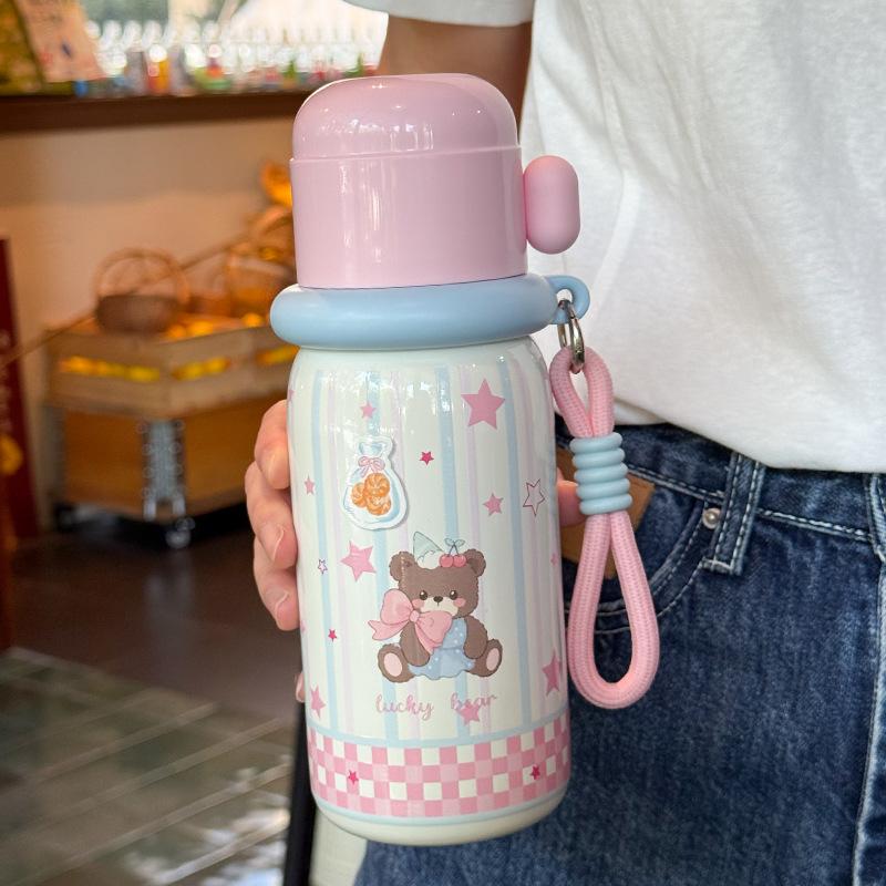 Water bottle new 1011 large capacity cartoon thermos cup L student big belly double drinking cup outdoor hand thermal insulation water