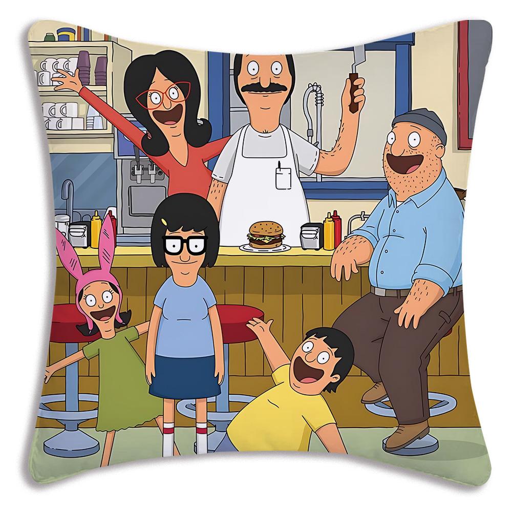 Cartoon B-Bobs B-Burgers Pillow Covers Cartoon Sofa Decorative Home Double-sided Printing Short Plush Cute Cushion Cover