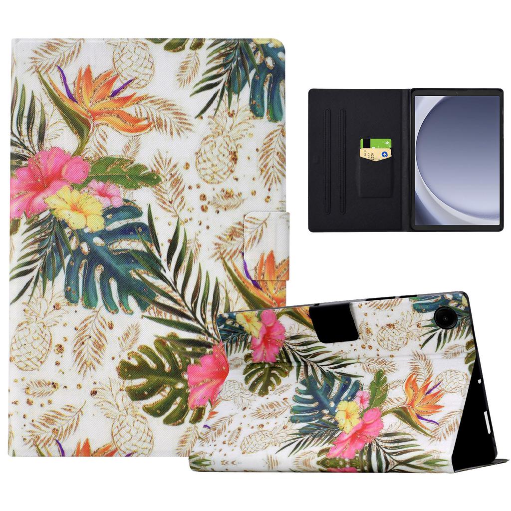 For Samsung Galaxy Tab A9 Case PU Leather Pattern Folding Stand Protective Tablet Cover