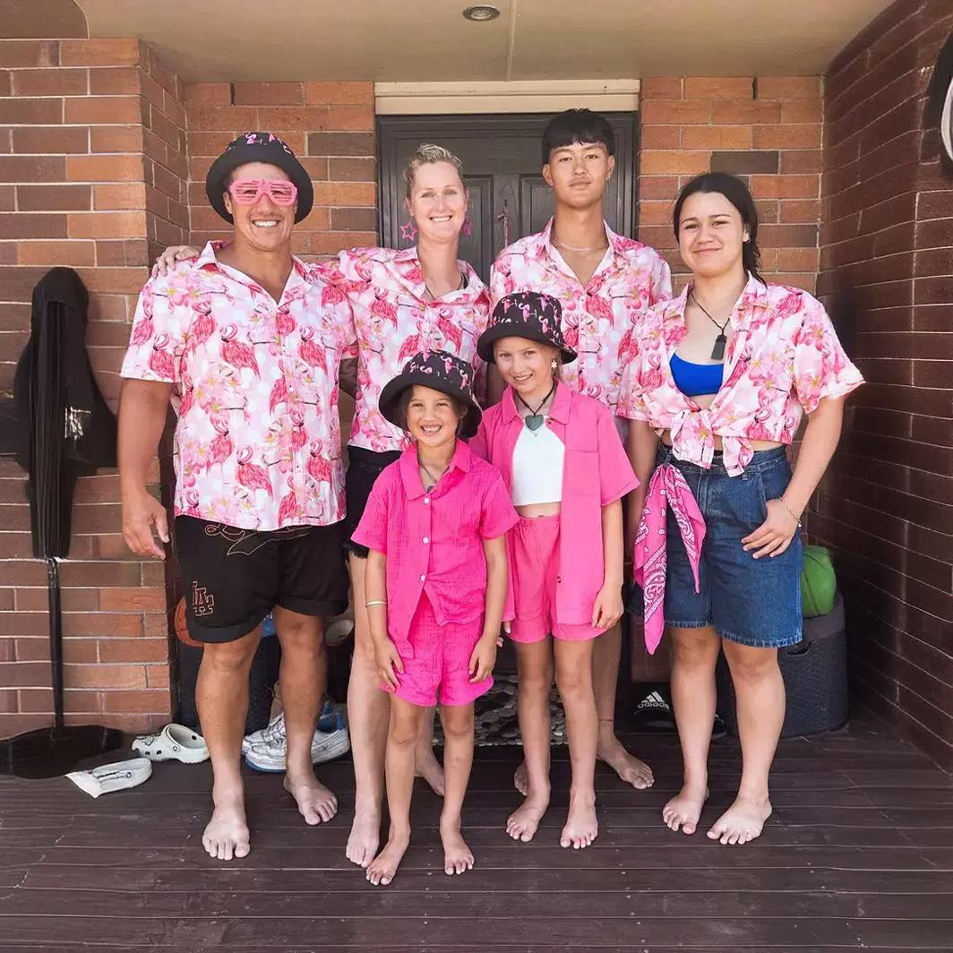 Повседневная рубашка с коротким рукавом с рисунком фламинго — фото 5