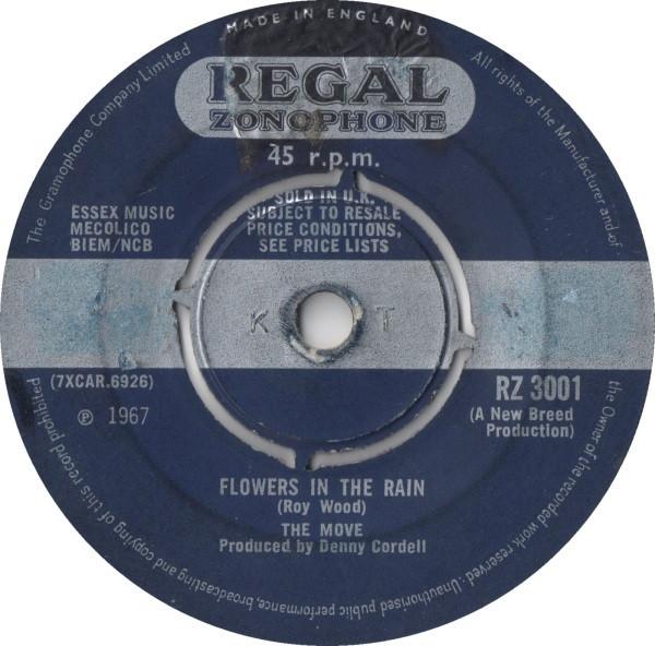 

7inch Record MOVE - Flowers In The Rain RZ3001 Regal Zonophone 1967 UK Rock Used