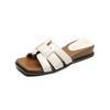 French retro woven square-headed open-toed sandals for women to wear with slippers and skirts