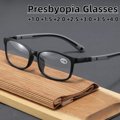 Business-Style Square Frame Anti-Blue Light Presbyopia Glasses Unisex High-Definition Ultra-Light Reading Eyewear +1.0 To +4.0