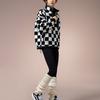 Vans Checkered Stand Collar Zip Fleece Jacket Women Jackets Black White VN000H0RCY4