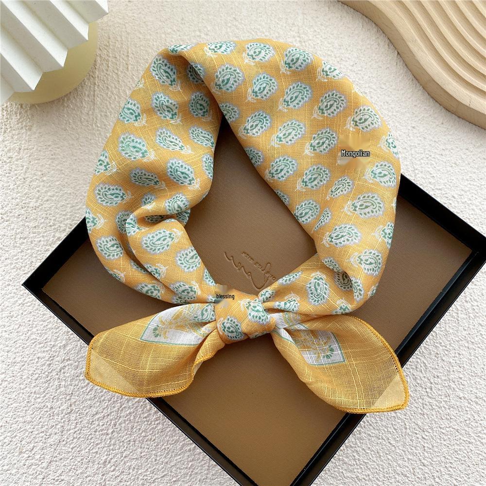 58 Bomull Lin Silke Firkantet Skjerf for Kvinner - Allsidig Mote Tilbehør for Vår, Sommer, Høst