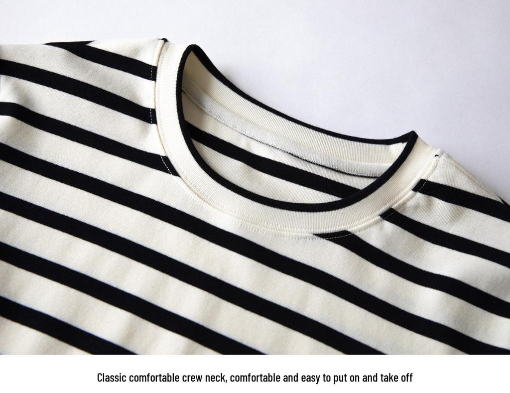 Women's Striped Long Sleeve Crew Neck T-Shirt - 2025 Autumn/Winter Slim Fit Pure Cotton Base Layer