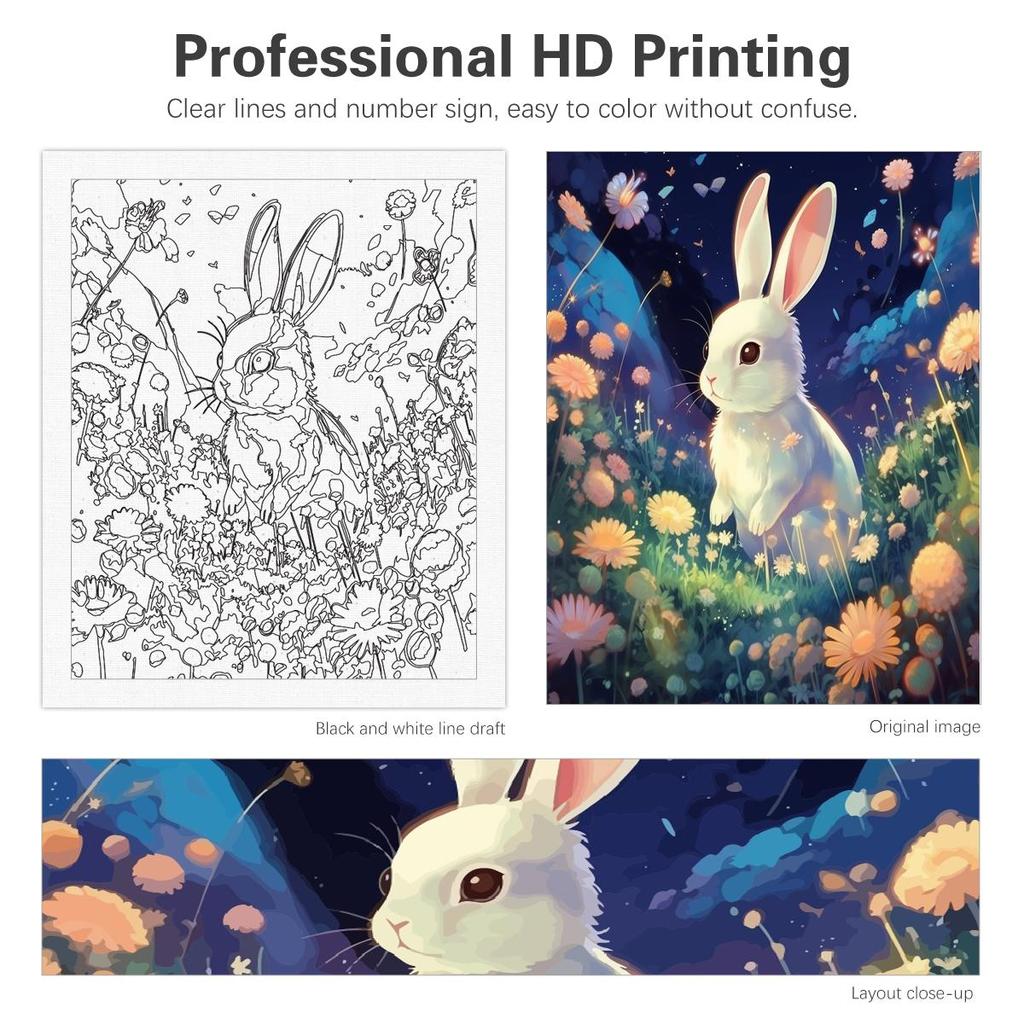 RUOPOTY Paint By Numbers For Adults Beginners Cute Rabbit Animal Wall Art Picture With Numbers For Home Decoration 40x50cm