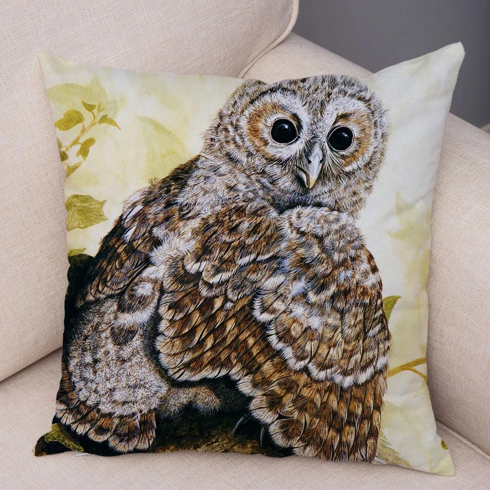 Bedroom Sofa Car Cushion Cover Cartoon Animal Colorful Fox Bird Squirrel Series Home Office Decoration Pillow