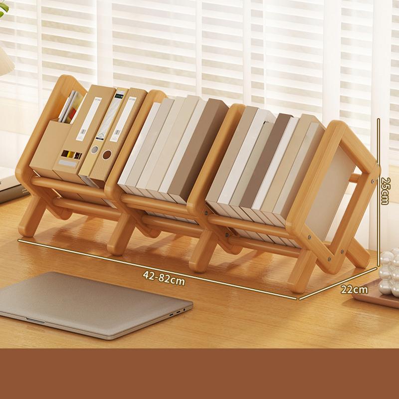Desk Shelf Wooden Tilting Small Bookshelf Space-Saving Multifunctional Bookcase for Reading Nook Workingspace Organization