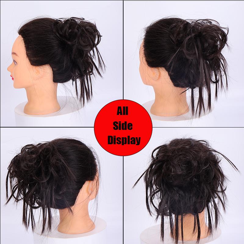Synthetic Hair Chignons Messy Scrunchies Elastic Band Hair Bun Straight Updo Hairpiece Hair Extension for Women