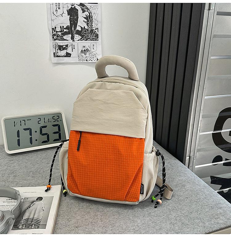 Schoolbag Small Backpack Men's and Women's Outdoor Lightweight Multipurpose Sports Riding Backpack Fashion Contrast Color Flat Casual Breast Bag