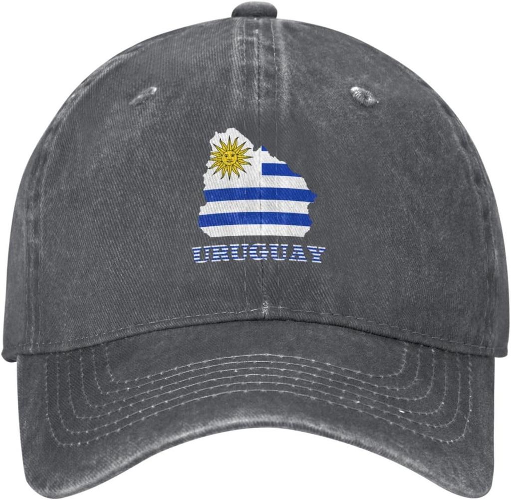 Uruguay Map Flag Vintage Denim Baseball Cap Distressed Twill Casual Adjustable Hat