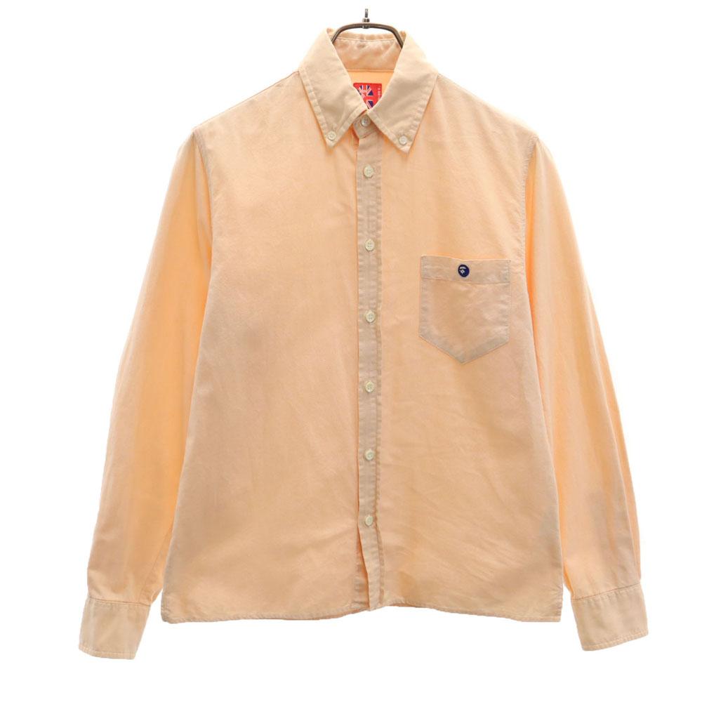 A Bathing Ape Made In Japan Long Sleeve Oxford Button Down Shirt M Orange Men's Used