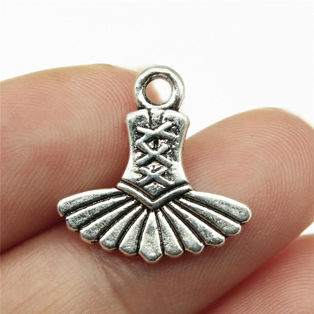 20pcs Charms Dance Antique Silver Color Dance Skirt Charms Jewelry Findings DIY Ballet Dance Charms Wholesale