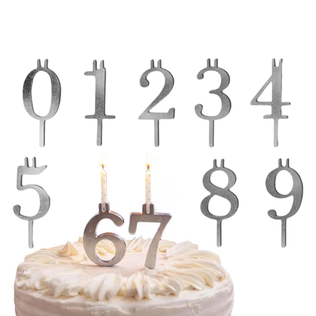 Birthday Cake Candle Holders 0-9 Number Steady Birthday Cake Topper Decorations Stainless Steel Number Candle Holders