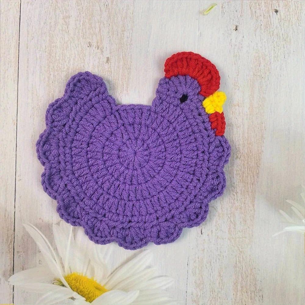Cute Cartoon Insulation Mat Big Rooster Shape Hand-made Cup Mat Soft Woven Placemat Kitchen Accessories
