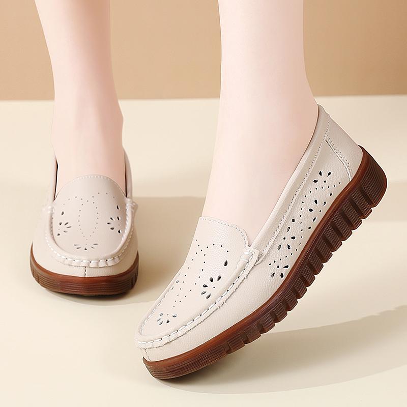 Women's Summer Loafers Leather Driving Moccasins Comfort Flats Casual Slip On Plus Size Shoes for Girl