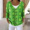 Women's Fashion Long Sleeve Christmas Snowman Snowflake Print Jacket Cardigan