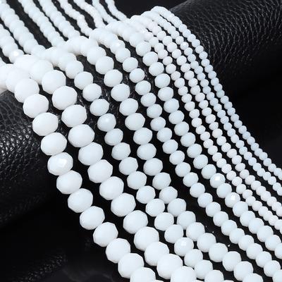 3 4 6 8 10mm Faceted Crystal Beads Porcelain White Glass Beads Loose Beads For Jewelry Making DIY Bracelets Necklace Accessories
