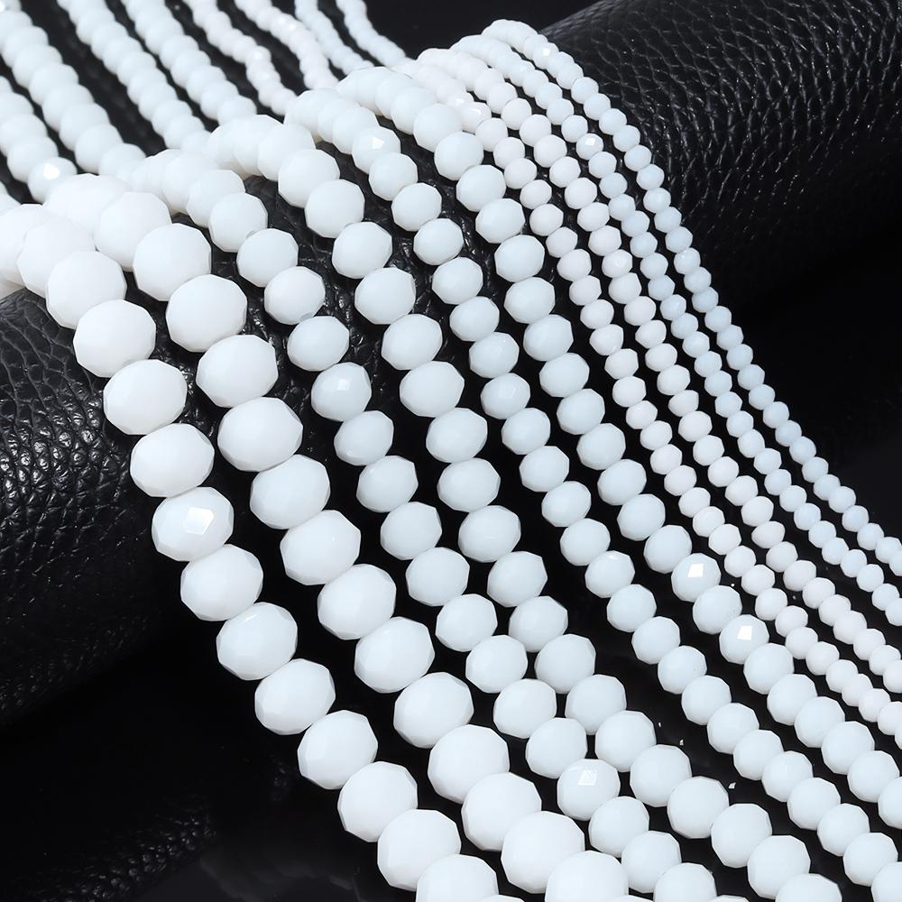 3 4 6 8 10mm Faceted Crystal Beads Porcelain White Glass Beads Loose Beads For Jewelry Making DIY Bracelets Necklace Accessories