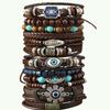 TEMU New 12-piece Set of Coconut Shell Wood Beads Beaded Elastic Line Men's Bracelet Bracelet Bracelet