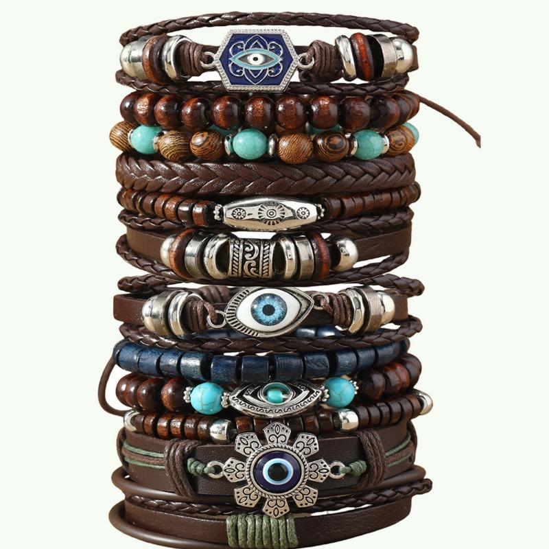 TEMU New 12-piece Set of Coconut Shell Wood Beads Beaded Elastic Line Men's Bracelet Bracelet Bracelet