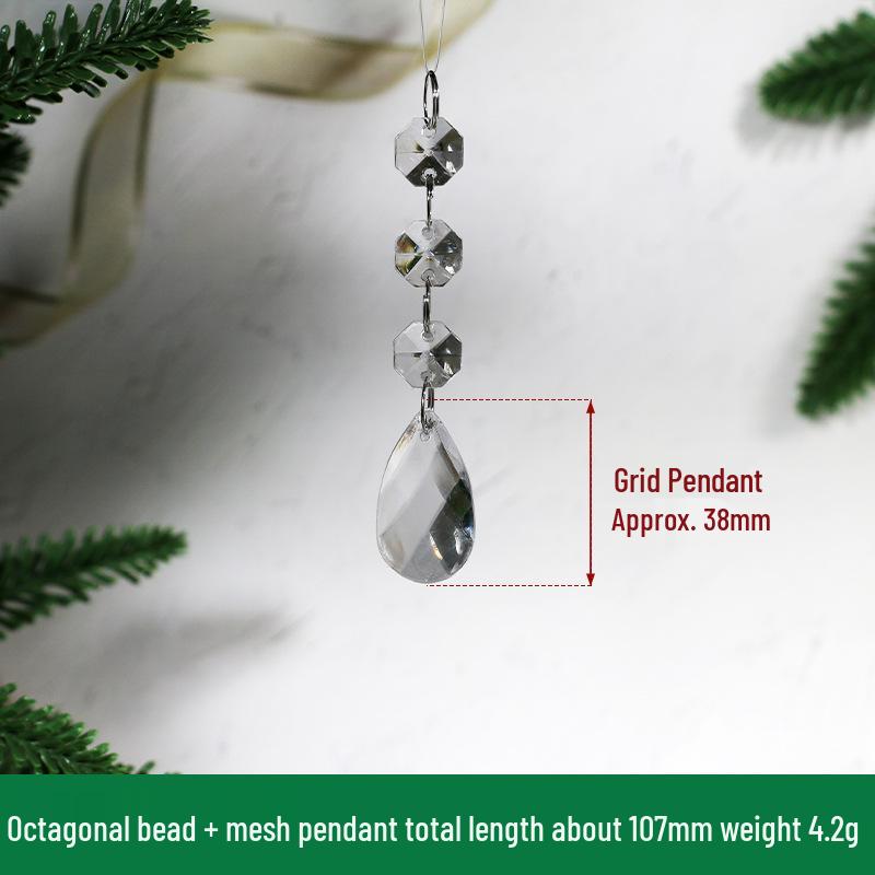 Transparent Acrylic Snowflake Ornament Set with Crystal Bead Strings for Christmas Tree Decoration