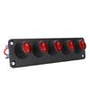 5 Gang Round Switch Panel with LED Water Proof Controlled Circuit Marine Switch Panel Red