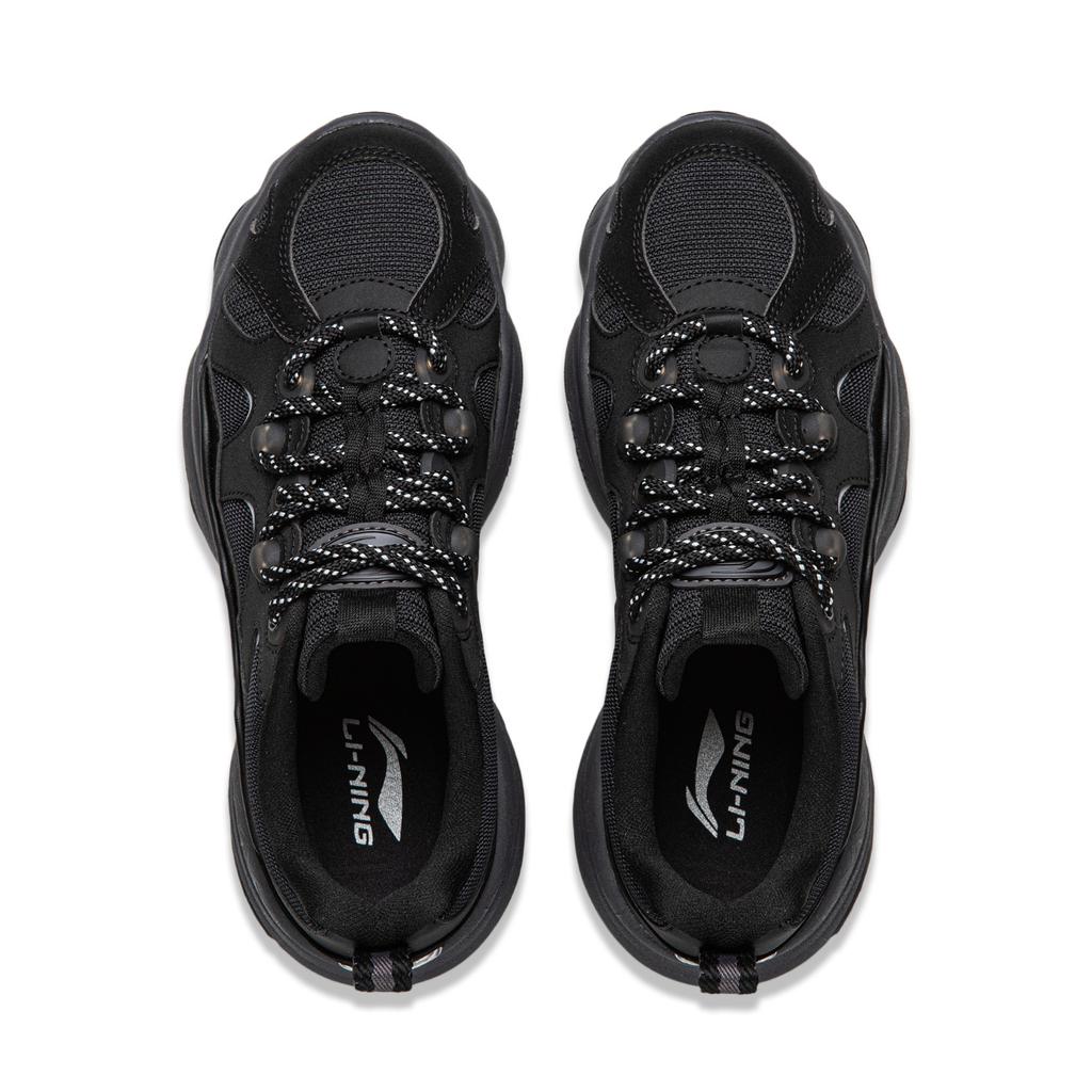 Li Ning Cushioning Slip Resistant Abrasion Resistant Support Height Increasing Low top Casual Shoes Women's Black AGCW006-5