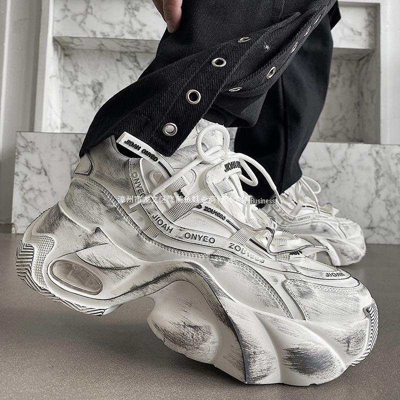 Z Brand Men's 2025 Height-Boosting Retro Sneakers - Breathable, Casual, Autumn Dad Shoes with Thick Soles.