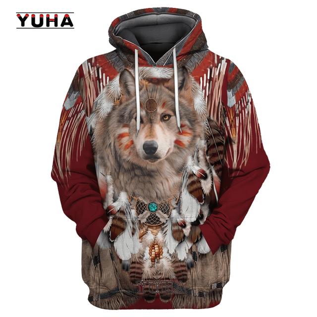 

Красивая мужская толстовка с 3D принтом в стиле племени Native Wolf, осенняя толстовка унисекс, пуловер, повседневная уличная одежда, большой размер XXXL