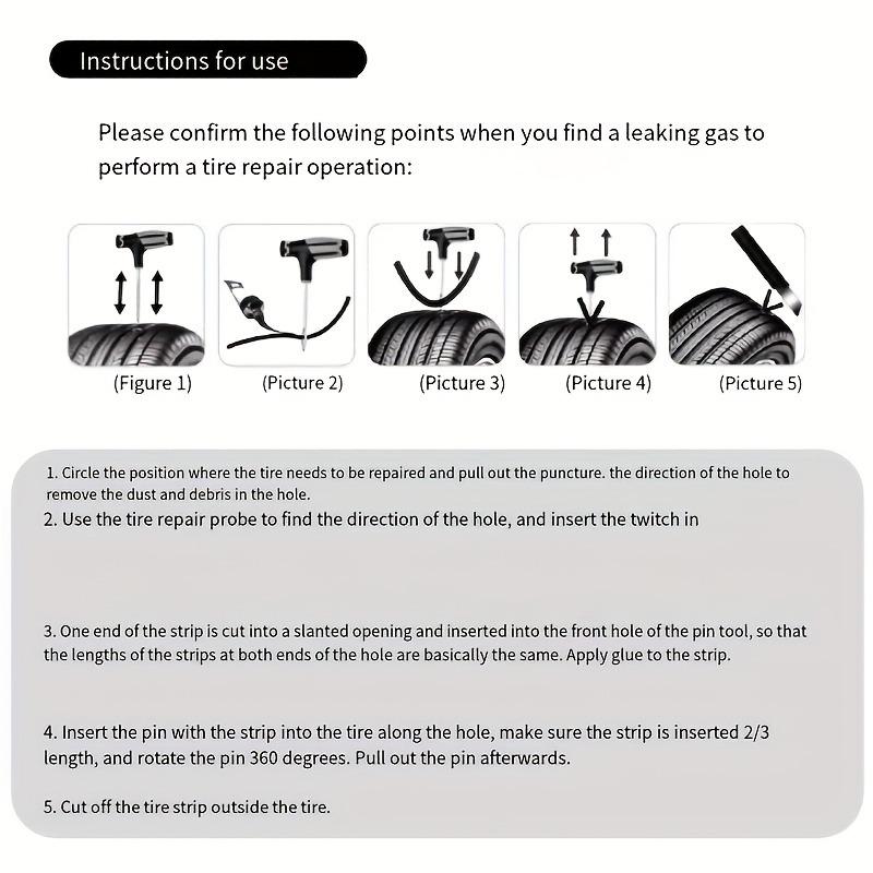 8pcs/set Universal Tire Repair Kit Portable Tire Fix Tool Set Emergency Roadside Repair Tools