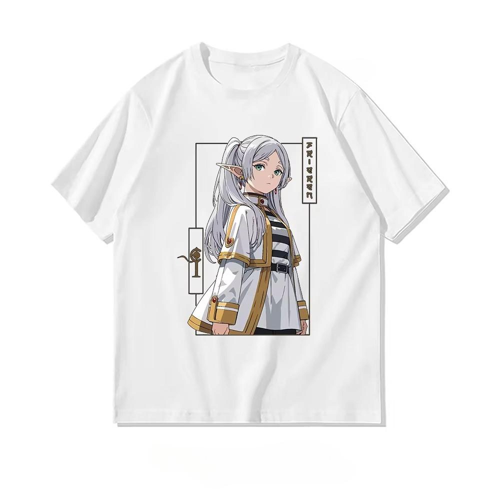 Frieren Anime Frieren Beyond Journeys End Tshirt Summer Cotton Women Unisex Graphic T Shirts Adult Oneck Tops Breathable Cotton
