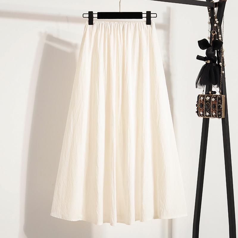 Plus Size Women s White Lace Frill Midi A-Line Skirt for Summer Plus Size XL