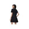 Li Ning Sports Trend Series Logo Pleated Short Sleeve Dress Women dresses Black ASKT076-2