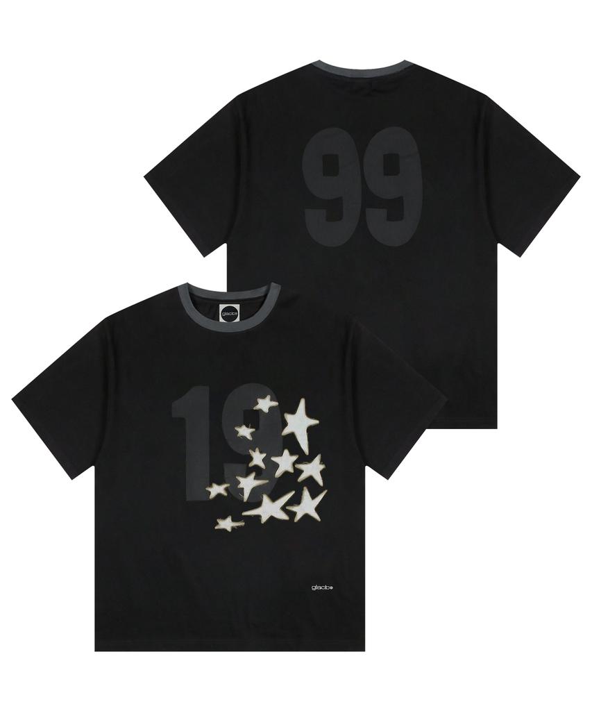 GLACK Gt124 Numbering Star Applique T-Shirt (Black)