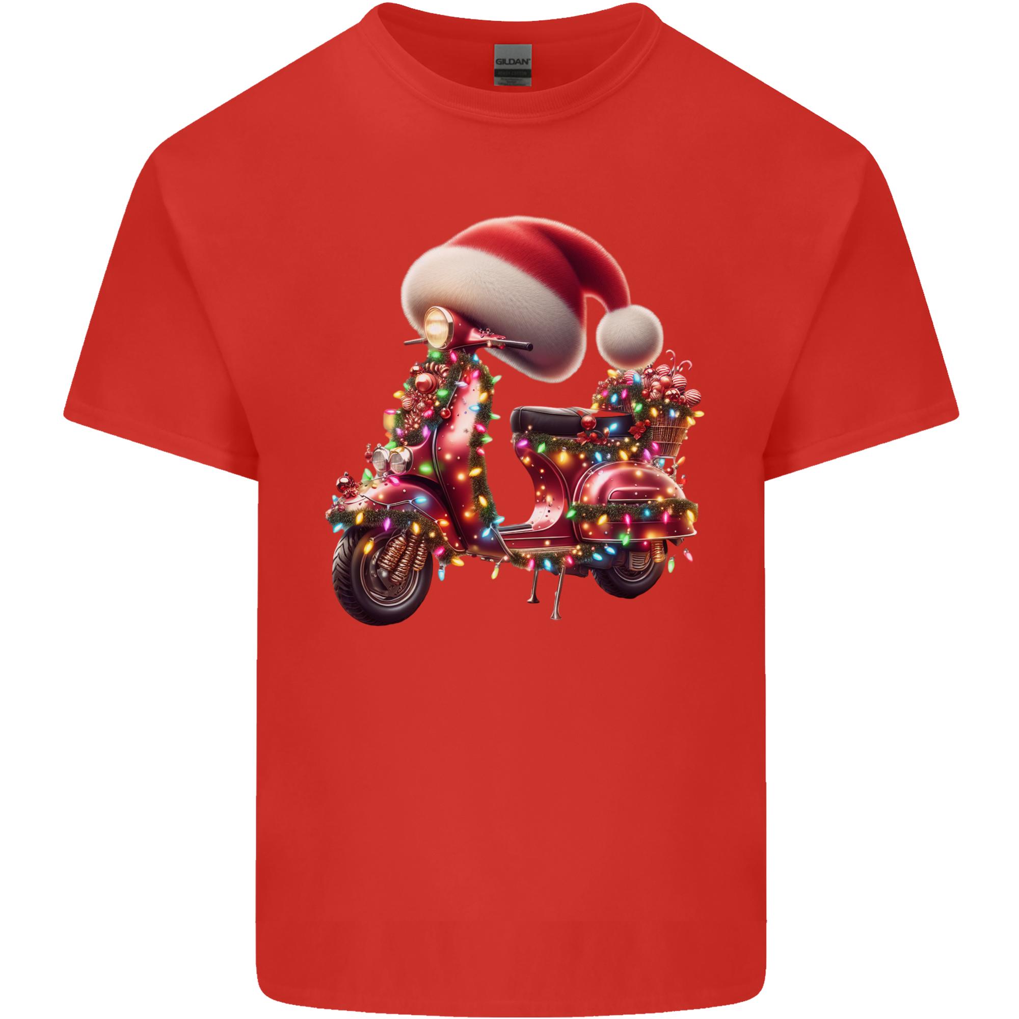 Christmas Scooter Xmas Hat MOD Moped Unisexs Light Cotton TShirt S