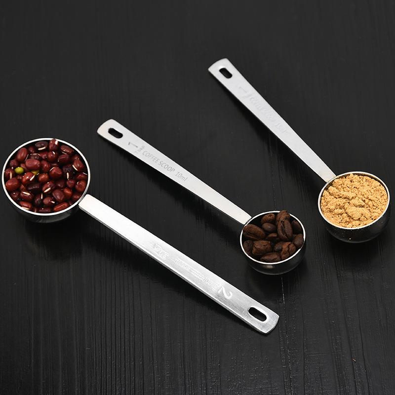 Rose Gold Stainless Steel Measuring Spoons Set: 5ml, 10ml, 20ml for Coffee, Milk, Cocktail, Fruit Powder.