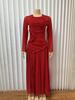 Abito Elegante Manica Lunga Taglie Forti Donna Girocollo Slim Fit Maxi Abito Vendita all'Ingrosso