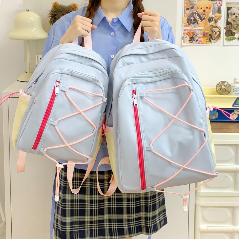Schoolbag campus style high value cute college student backpack female junior high school high school student schoolbag light travel leisure backpack