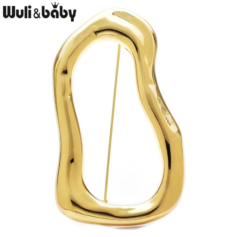 

Wuli&baby Stainless Steel Big Circle Brooches Pins For Women Men 2-color All-match Geometric Brooch Gifts золотой