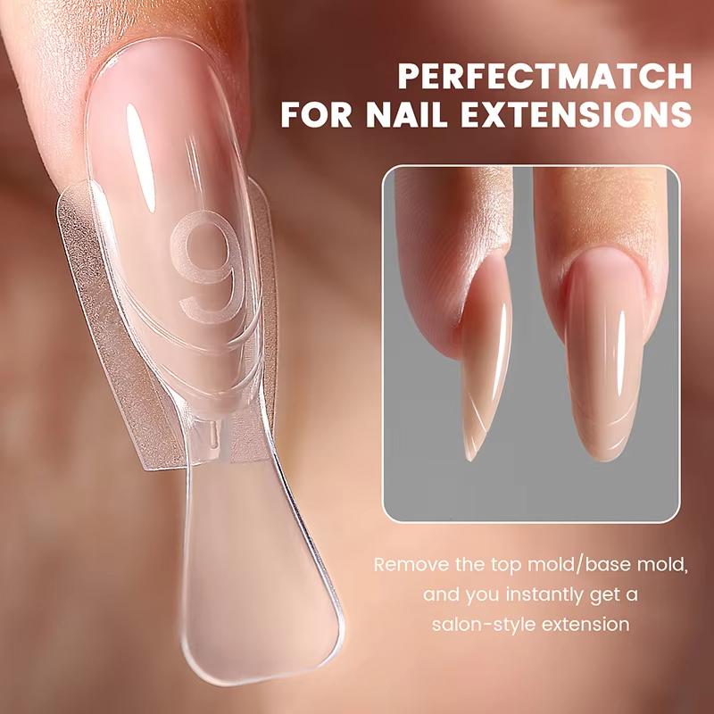 Dual Forms Reusable Coffin Nail Mold 240pcs For Fast Acrylic Nail Extending Manicure Tool Salon Home Kit