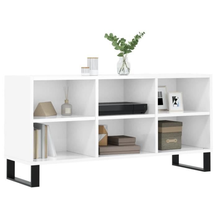 VidaXL Meuble TV blanc brillant 103,5x30x50 cm bois d'ingénierie 826998