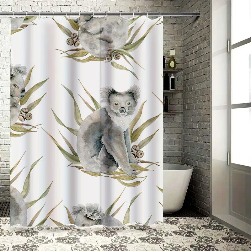 Watercolor Koala Bathroom Curtain Shower Drape Decorative Artistic Fabric Waterproof