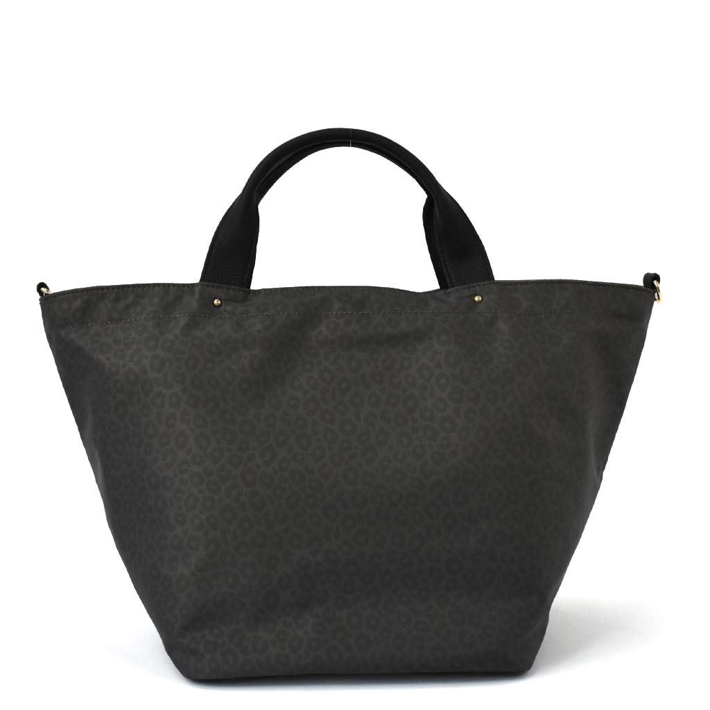 

Genuine Leather Handle Nylon Tote Bag for Commuting Bag [Gratante] 2-way Women, abb-g0001 (Leopard Charcoal)