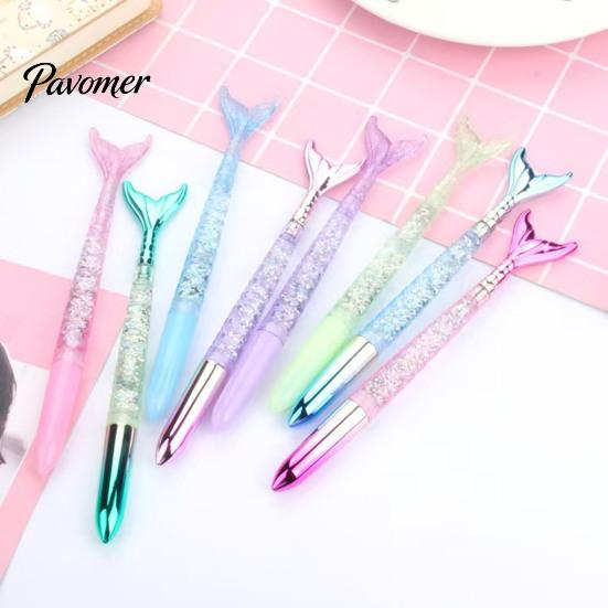 Plastic Gelpennen Set 4 STuks Zeemeermin Vissenstaart Pennen Set, Verloop Transparante Houder En Glanzend Creatief Schrijfgerei voor Meisjes Vin Decoratie, Soepel